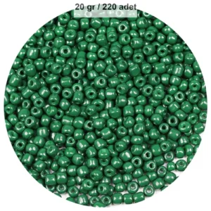 Koyu Yeşil Renk 4 mm Yaklaşık 220 adet/20 gram Cam Boncuk Oya Yazma Bileklik ve Kolye