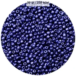 Lacivert Renk 4 mm Yaklaşık 220 adet/20 gram Cam Boncuk Oya Yazma Bileklik ve Kolye