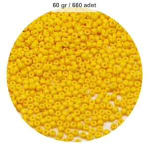 Sarı Renk 4 mm Yaklaşık 660 adet / 60 gram Cam Boncuk Oya Yazma Bileklik ve Kolye