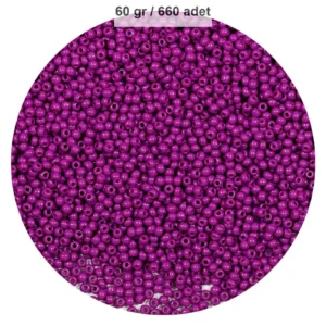 Fuşya Renk 4 mm Yaklaşık 660 adet / 60 gram Cam Boncuk Oya Yazma Bileklik ve Kolye