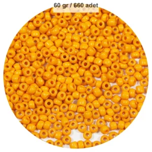 Turuncu Renk 4 mm Yaklaşık 660 adet / 60 gram Cam Boncuk Oya Yazma Bileklik ve Kolye