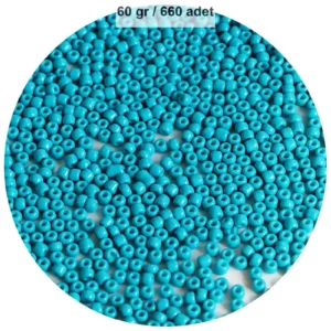 Turquaz Mavi Renk 4 mm Yaklaşık 660 adet / 60 gram Cam Boncuk Oya Yazma Bileklik ve Kolye