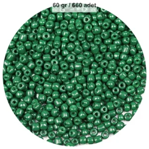 Koyu Yeşil Renk 4 mm Yaklaşık 660 adet / 60 gram Cam Boncuk Oya Yazma Bileklik ve Kolye