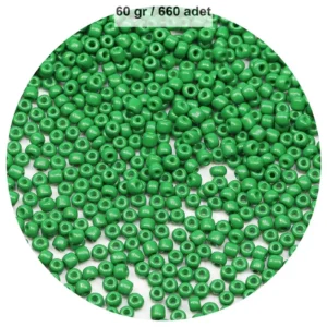 Opak Yeşil Renk 4 mm Yaklaşık 660 adet / 60 gram Cam Boncuk Oya Yazma Bileklik ve Kolye