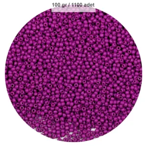 Fuşya Renk 4 mm Yaklaşık 1100 adet / 100 gram Cam Boncuk Oya Yazma Bileklik ve Kolye