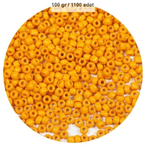 Turuncu Renk 4 mm Yaklaşık 1100 adet / 100 gram Cam Boncuk Oya Yazma Bileklik ve Kolye