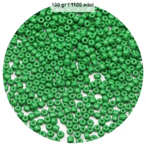 Opak Yeşil Renk 4 mm Yaklaşık 1100 adet / 100 gram Cam Boncuk Oya Yazma Bileklik ve Kolye