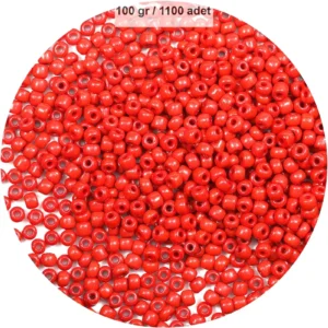 Koyu Turuncu Renk 4 mm Yaklaşık 1100 adet / 100 gram Cam Boncuk Oya Yazma Bileklik ve Kolye