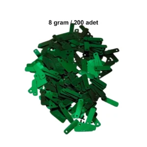 Koyu Yeşil 15 x 5 mm Dantel Oya Yazma Halhal Abiye Lazer Kesim Pul 200 adet / 8 gram