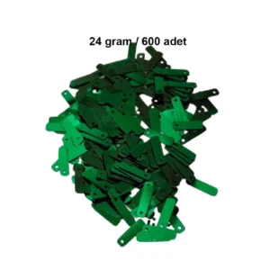 Koyu Yeşil 15 x 5 mm Dantel Oya Yazma Halhal Abiye Lazer Kesim Pul 600 adet / 24 gram