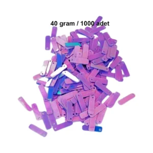 Mor 15 x 5 mm Dantel Oya Yazma Halhal Abiye Lazer Kesim Pul 1000 adet / 40 gram