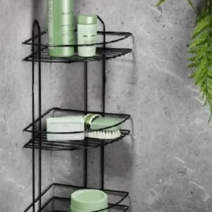 Köşelik Banyo 3 Raflı Siyah Metal Royaleks-56574