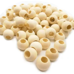 100 Gr (100 Adet) Ahşap Boncuk 15 mm çap x 10 mm Delik Doğal Yuvarlak Ahşap Makrome El İşi Çanta