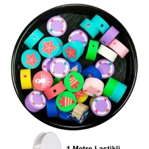 30 Adet 10 mm Polimer Kil Fimo Boncuk Takı Bileklik + 1 Metre Lastikli Misina Hediye - Deniz Teması
