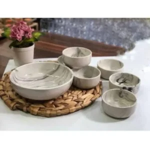 7 Parça Mermer Desenli Çerezlik Seti Royaleks-82935