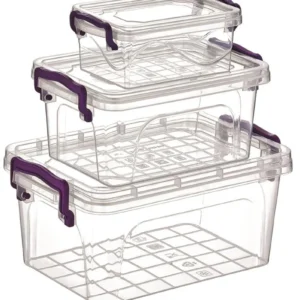 3'lü Mini Dikdörtgen Saklama Kabı Royaleks-ÇNK2075