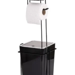 Ayaklı Çöp Kovalı Banyo Seti Siyah Krom Royaleks-ACERO-20340