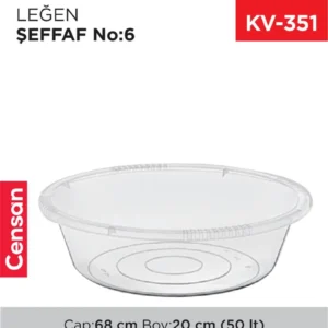 6 No Leğen Şeffaf Çamaşır Leğeni 50 Litre Royaleks-E425