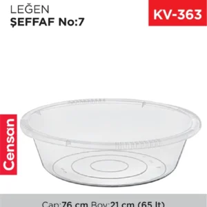 7 No Leğen Şeffaf Çamaşır Leğeni 65 Litre Royaleks-E426