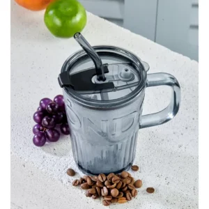 Sızdırmaz Kapaklı Cam Pipetli Cam Kupalı Kahve Meşrubat Bardağı, Şık Kupa Bardak Royaleks-Dm111Gh