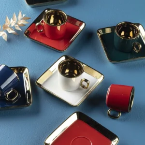 Arow Lüx Porselen Kahve Takımı Kare 6 Kişilik Royaleks-3191