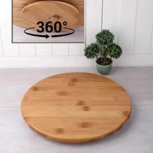 Bambu Döner Standlı 36x36 Cm Pizza Sunum Tahtası Royaleks-RYLHD0173