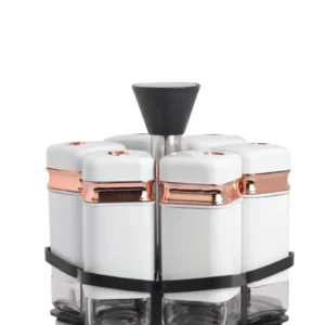 6lı Döner Standlı Beyaz Baharatlık Seti Royaleks-401033