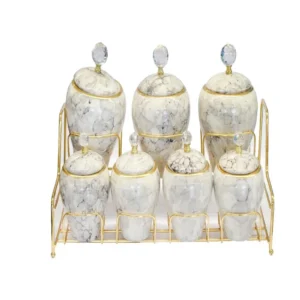 7'li Taşlı Baharat Takımı Beyaz Royaleks-Str4123