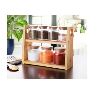 Bambu Kapaklı 7 Parça Cam Baharat Takımı Royaleks-G2747