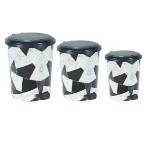Desenli Pedallı Karışık Desen 3'lü Çöp Kovası Takımı Royaleks-M10144