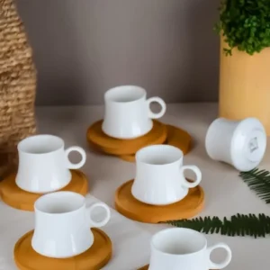 Bambulu Seramik 6 Lı Kahve Fincanı Takımı Royaleks-POR101089
