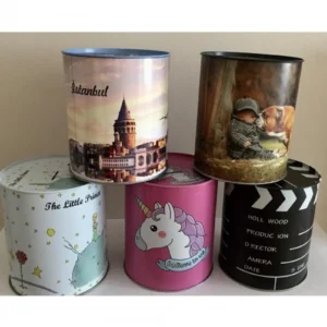 Metal Kumbara Resimli Tekli 13x14 Cm 1 Adet Royaleks-6009