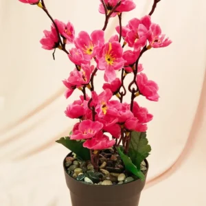Bahar Dalı Saksıda Şık Dekorasyon Süsleme Yapay Çiçek 26 cm Pembe