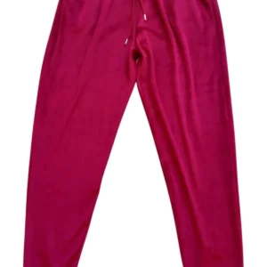Parlak Kadife Cepli Pantolon Eşofman Pijama Altı Unisex Lastikli Paça Bordo