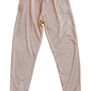 Parlak Kadife Cepli Pantolon Eşofman Pijama Altı Unisex Lastikli Paça Bej