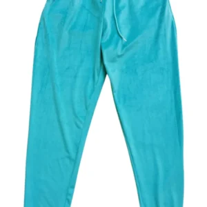 Parlak Kadife Cepli Pantolon Eşofman Pijama Altı Unisex Lastikli Paça Yeşil