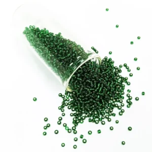 Dökme Cam Kum Boncuk (11/0) 2 mm - 20 Gram - Şefaf Koyu Yeşil - BNC002