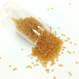 Dökme Cam Kum Boncuk (11/0) 2 mm - 20 Gram - Şeffaf Altın - BNC027