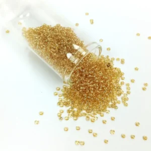 Dökme Cam Kum Boncuk (11/0) 2 mm - 20 Gram - Şeffaf Bal Rengi - BNC033