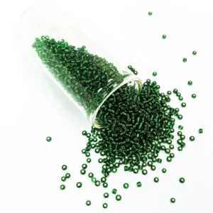 Dökme Cam Kum Boncuk (11/0) 2 mm - 60 Gram - Şefaf Koyu Yeşil - BNC037