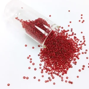 Dökme Cam Kum Boncuk (11/0) 2 mm - 60 Gram - Şeffaf Koyu Kırmızı - BNC050