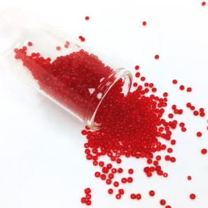 Dökme Cam Kum Boncuk (11/0) 2 mm - 60 Gram - Şeffaf Kırmızı - BNC056