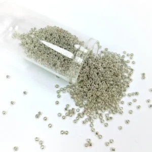 Dökme Cam Kum Boncuk (11/0) 2 mm - 60 Gram - Gümüş - BNC057