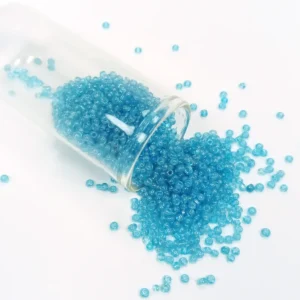 Dökme Cam Kum Boncuk (11/0) 2 mm - 60 Gram - Şeffaf Koyu Camgöbeği - BNC061