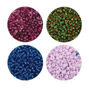 Dökme Cam Kum Boncuk (11/0) 2 mm - 4 Renk - Toplam 80 Gram - BNC400