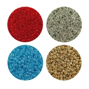 Dökme Cam Kum Boncuk (11/0) 2 mm - 4 Renk - Toplam 80 Gram - BNC404