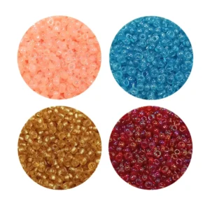 Dökme Cam Kum Boncuk (11/0) 2 mm - 4 Renk - Toplam 80 Gram - BNC405