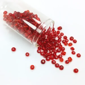 Dökme Cam Kum Boncuk Büyük Boy (6/0) 4 mm - 60 Gram - Şeffaf Kırmızı - BNC115