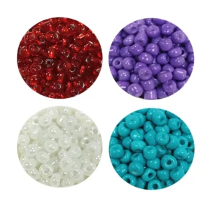 Dökme Cam Kum Boncuk Büyük Boy (6/0) 4 mm - 4 Renk - Toplam 80 Gram - BNC409
