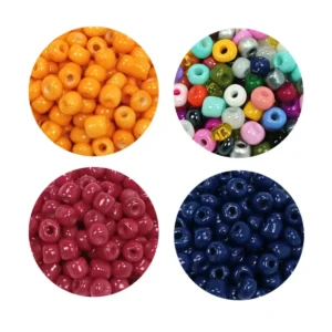 Dökme Cam Kum Boncuk Büyük Boy (6/0) 4 mm - 4 Renk - Toplam 80 Gram - BNC413